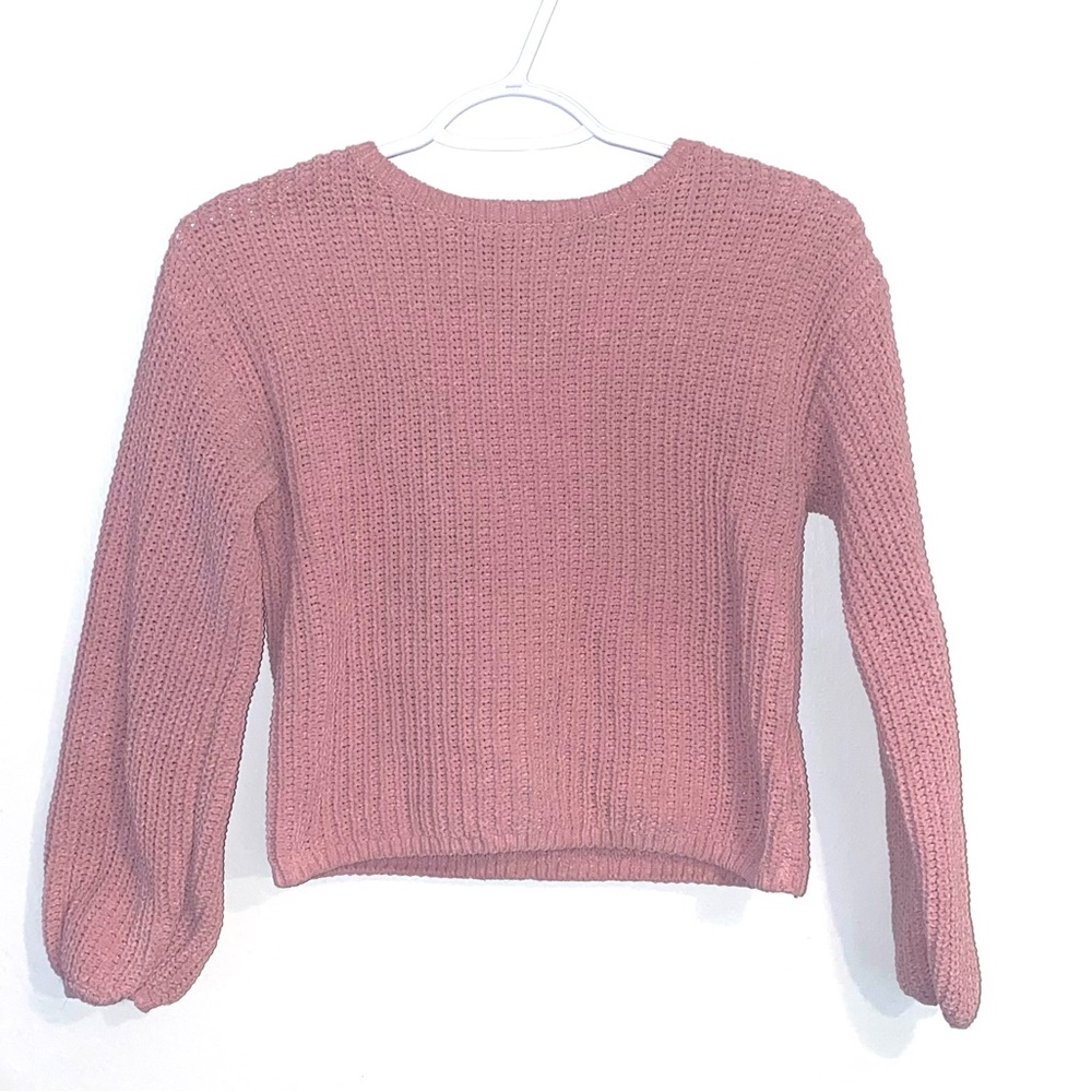 Cropped crochet pink sweater